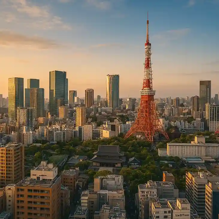 東京の都心部の風景を紹介し、都市の魅力と活気を伝える情報ガイド